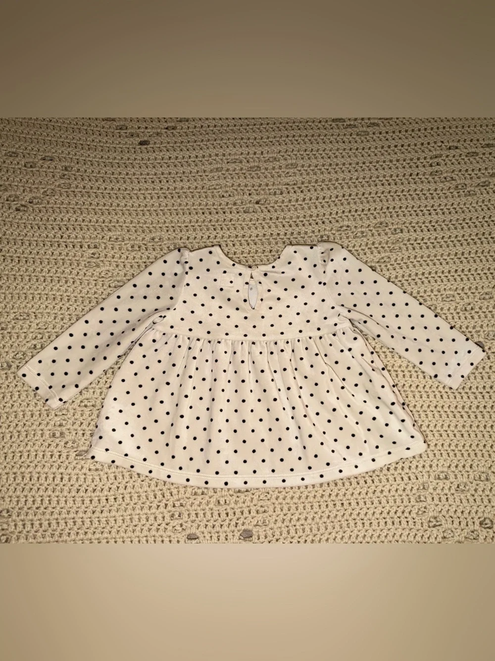 Baby Gap Cream Velour Polka Dot Peplum Top | 12-18M